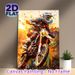 Motocross Themed Painting Poster, Vibrant Splash-art Style Sunlit Dirt Bike Rider Poster, Dynamic Energetic Decor Ideal For Garage, Living Room, Man_maomaolike.com