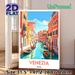 Venice Canal Themed Painting Poster, Vibrant Flat-style Colorful Waterway With Boats & Mediterranean Buildings Poster, Brings Warm Travel-inspired_maomaolike.com