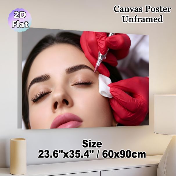 Microblading Eyebrow Painting Poster, Realistic Professional Permanent Makeup Scene Poster, Vivid Beauty Procedure Showcase Ideal For Beauty Salons_maomaolike.com