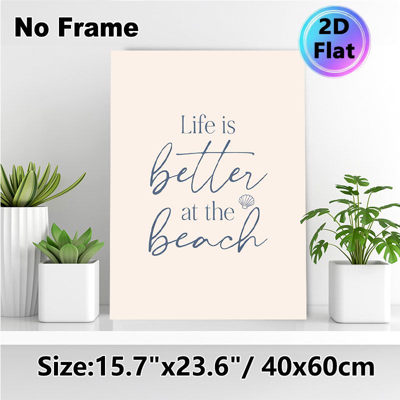 Beach Quote Painting Poster, Minimalist Soft Script Text With Shell Accent Poster, Gentle Coastal-themed Decor For Bedroom, Living Room, Beach-style_maomaolike.com