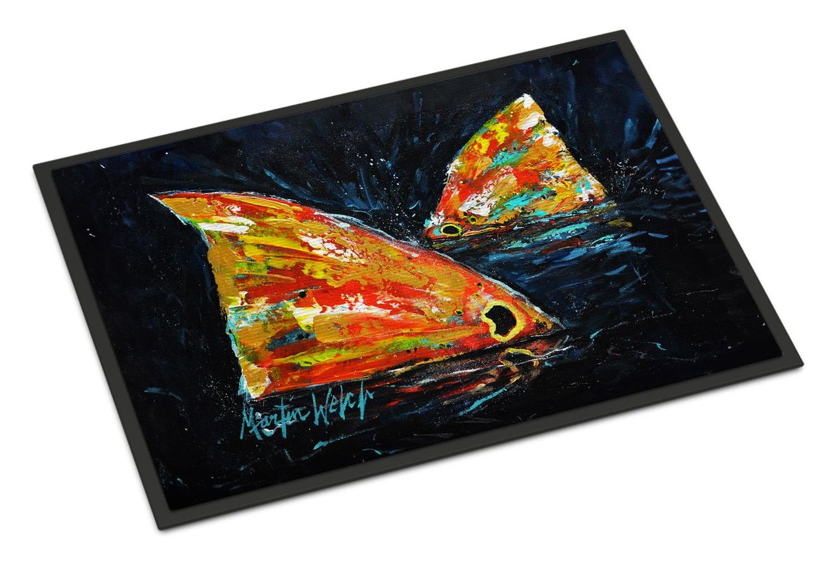 Red Fish Two Tales Doormat Front Door Mat Indoor Outdoor Rugs For Entryway, Non Slip Washable Low Pile, 24H X 36W_maomaolike.com