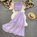 Women's Clothing lace top high waist slim pleated chiffon skirt two piece set_maomaolike.com