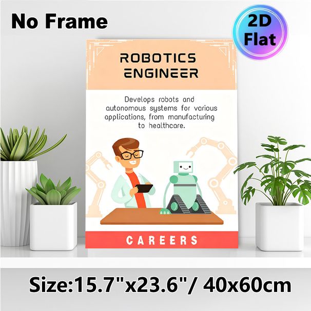 Robotics Engineer Career Painting Poster, Bright Cartoon-style Poster, Informative Design Explaining Robotics Engineering Roles, Ideal For Office And_maomaolike.com