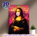 Mona Lisa Themed Painting Poster, Whimsical Graffiti-style Altered Classic Poster, Playful Reimagined Artwork With Bubble Gum & Peace Sign, Ideal For_maomaolike.com