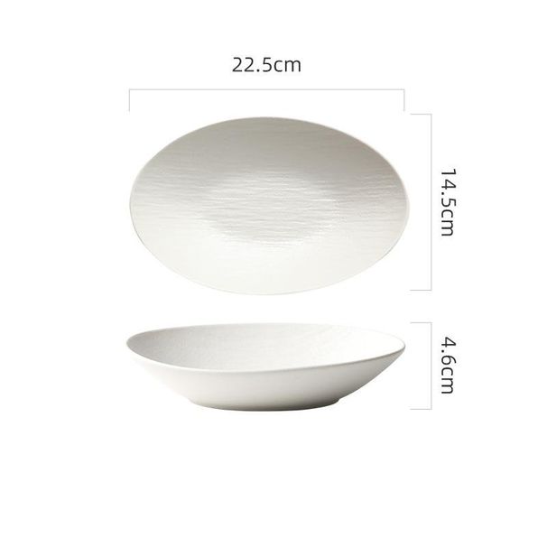 Ceramic Fruit Salad High-End Oval Deep Plate Creative Dish High-Value Western Tableware Yuanbao Pasta Bowl_maomaolike.com
