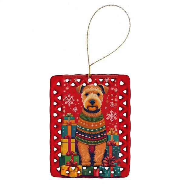 Lakeland Terrier Holiday Christmas Porcelain Ornament Christmas Tree Hanging Decorations For Home Christmas Holiday, Rectangle, Gift, Multicolor_maomaolike.com
