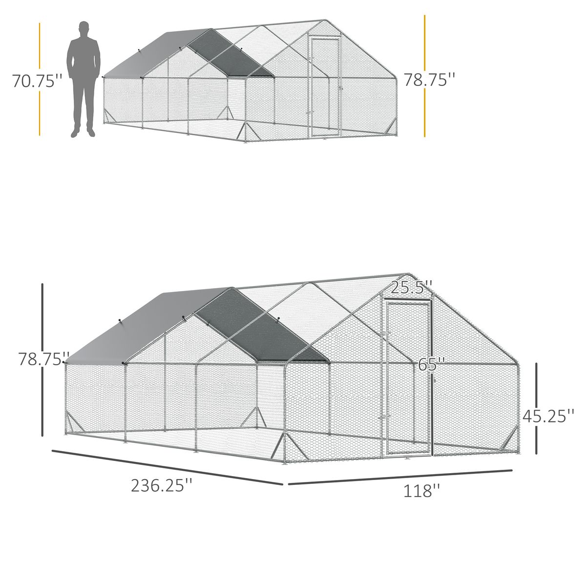 10' X 20' X 6.5' Chicken Coop Cage, Outdoor Hen House W/Cover & Lockable Door_maomaolike.com