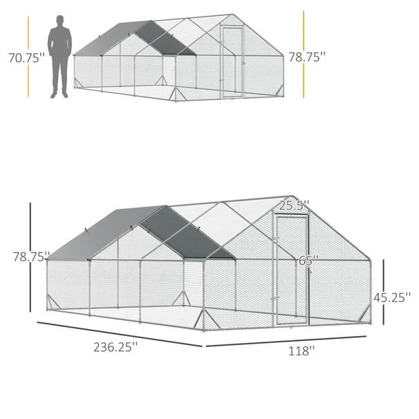 10' X 20' X 6.5' Chicken Coop Cage, Outdoor Hen House W/Cover & Lockable Door_maomaolike.com