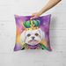 Maltese King Of Mardi Gras Throw Pillow Machine Washable, Indoor Outdoor Decorative Pillow For Couch, Bed Or Patio, 18Hx18W_maomaolike.com