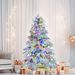 6FT Pre-Lit Spruce Snow Flocked Christmas Tree, Artificial Hinged Xmas Tree With 300 Multi-Color LED Lights, 8 Flashing Modes &790 Snow Branch Tips, Holiday Office Home Décor_maomaolike.com