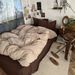 INS Retro Coffee Color Washed Cotton Four-Piece Simple Bed Sheet Duvet Cover Bedding Three-Piece Set_maomaolike.com