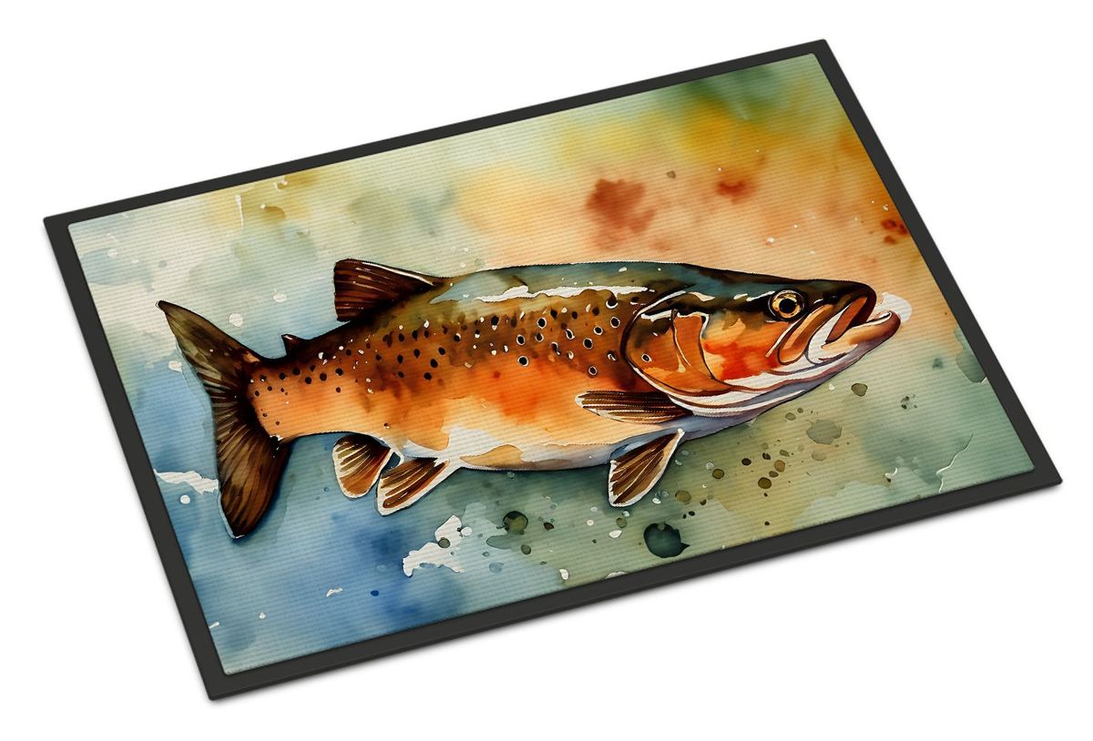 Brown Trout Doormat Front Door Mat Indoor Outdoor Rugs For Entryway, Non Slip Washable Low Pile, 24H X 36W_maomaolike.com