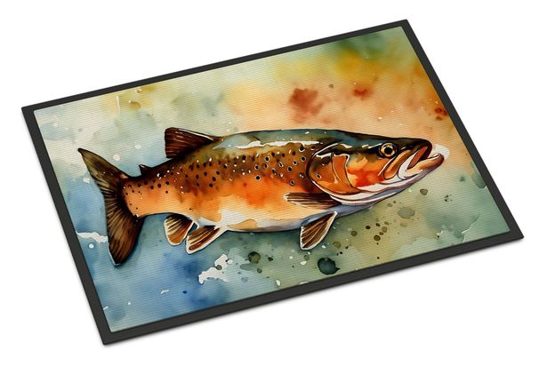 Brown Trout Doormat Front Door Mat Indoor Outdoor Rugs For Entryway, Non Slip Washable Low Pile, 24H X 36W_maomaolike.com