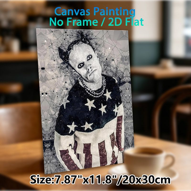Patriotic Figure Painting Poster, Vintage Grunge Mesh-style Poster, Distressed Artistic Design With US Flag Elements, Ideal For Living Room, Studio_maomaolike.com