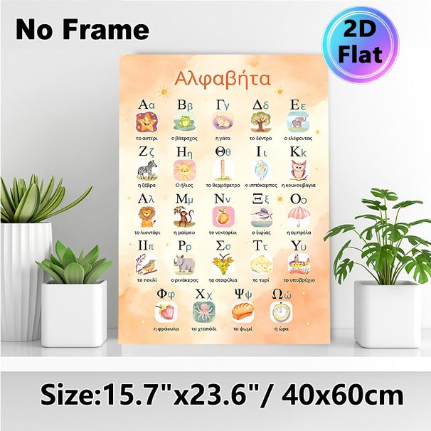 Greek Alphabet Painting Poster, Warm Watercolor Cute Illustrated Poster, Facilitates Greek Language Learning, Ideal For Study Spaces And Home Learning_maomaolike.com