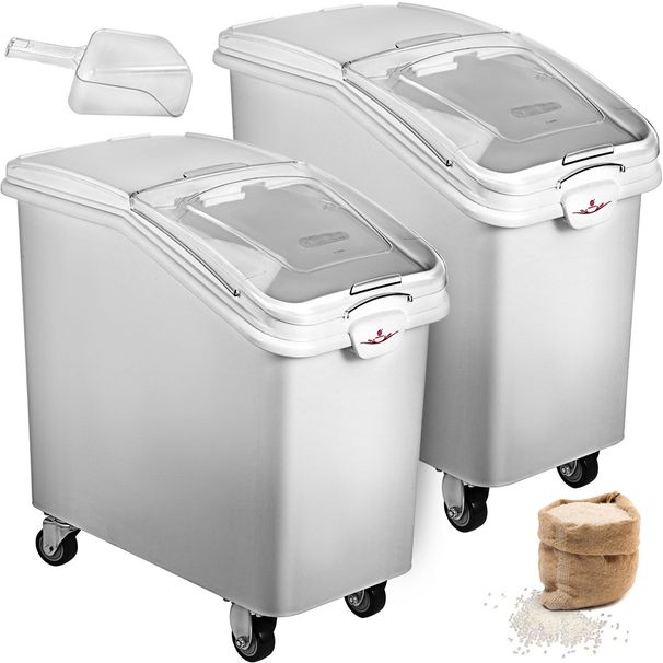 2x Ingredient Bin With Casters 21 Gallon Food Safe Restaurant Kitchen Flour Bins_maomaolike.com