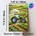 Farm Tractor Gardening Painting Poster, Vibrant Cartoon-style Poster, Green Tractor Watering Vegetable Fields, Fresh Pastoral Decor Idea For Home_maomaolike.com