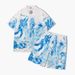Men's Clothing trendy street style youth character digital printing lapel loose casual short-sleeved shirt suit_maomaolike.com