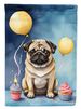 Pug Happy Birthday House Flag Large Porch Sleeve Pole Decorative Outside Yard Banner Artwork Wall Hanging, Polyester, House Size, Multicolor_maomaolike.com