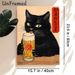 Black Cat & Beer Themed Painting Poster, Vintage Japanese Style Poster, Whimsical Black Cat Licking Beer Froth Design, Ideal For Home Bar, Living Room_maomaolike.com