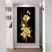 Golden Flower Butterfly Home Decor Gold Leaf Floral Living Room Entrance Hanging Frameless Canvas Painting_maomaolike.com