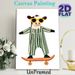 Skateboarding Cow Painting Poster, Cute Cartoon Style Poster, Whimsical Design Featuring Cow In Striped Overalls With Sunglasses On Skateboard, Ideal_maomaolike.com