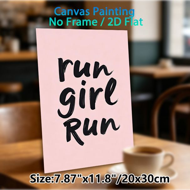 Run Girl Run Motivational Painting Poster, Minimalist Handwritten Typography Poster, Inspirational Text Decor Ideal For Home Gym, Bedroom And Living_maomaolike.com