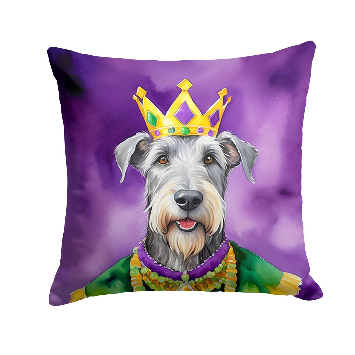 Irish Wolfhound King Of Mardi Gras Throw Pillow Machine Washable, Indoor Outdoor Decorative Pillow For Couch, Bed Or Patio, 14Hx14W_maomaolike.com