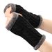 Unisex Fleece gloves Knitted figure-eight twist fingerless gloves Short warm cuff with fleece gloves_maomaolike.com
