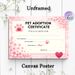Pet Adoption Certificate Painting Poster, Soft Pink Cherry Blossom & Heart Paw Print Styled Poster, Thoughtful Design To Formalize Pet Adoption_maomaolike.com