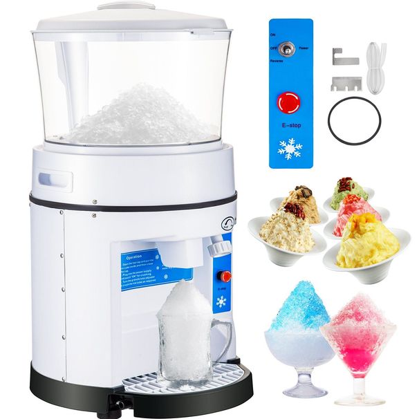 VEVOR 110V Commercial Ice Shaver Crusher 1100LBS/H With 17.6 LBS Hopper, 350W Tabletop Electric Snow Cone Maker 320 RPM Rotate Speed Perfect For Parties Events Snack Bar_maomaolike.com