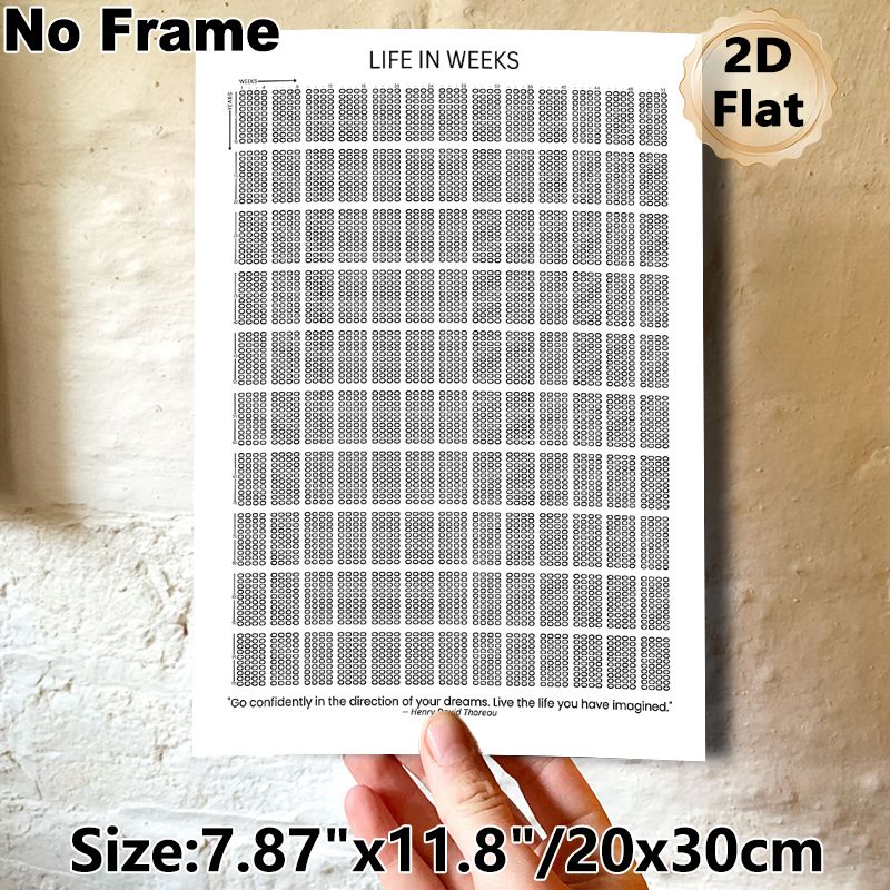 Life In Weeks Painting Poster, Minimalist Black-and-White Weekly Grid Poster, Helps Track Life's Passage With Inspirational Quote, Suitable For Home_maomaolike.com