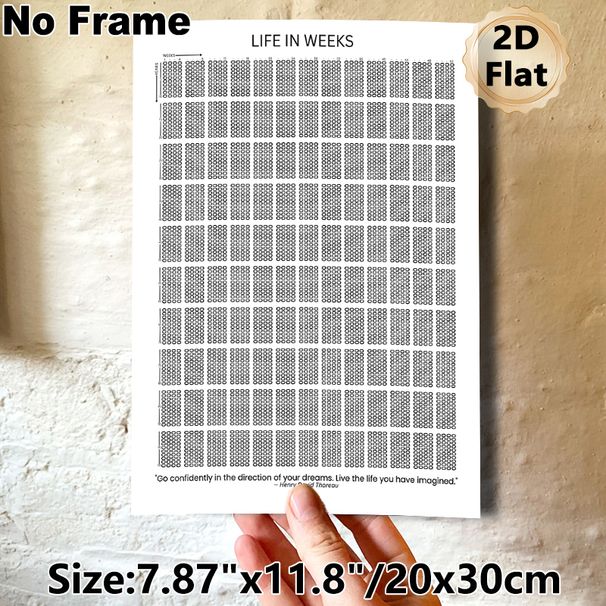 Life In Weeks Painting Poster, Minimalist Black-and-White Weekly Grid Poster, Helps Track Life's Passage With Inspirational Quote, Suitable For Home_maomaolike.com