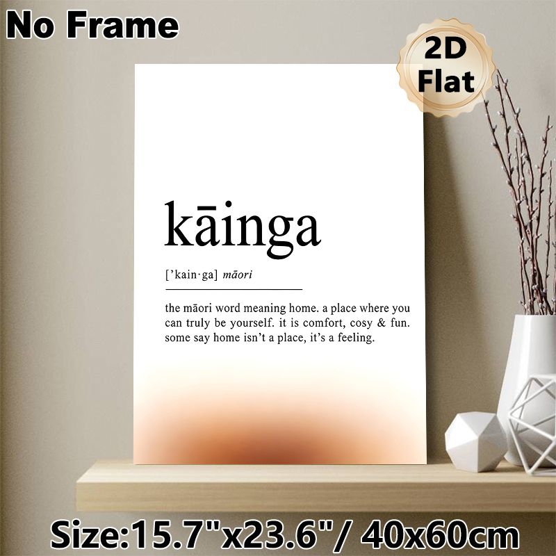 Maori "Kainga" Home Definition Painting Poster, Minimalist Typographic Text Poster, Warm Cozy Home-themed Decor Suitable For Living Room, Bedroom_maomaolike.com