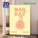 Nail Day Themed Painting Poster, Warm-toned Cute Cartoon Style Poster, Adorable Nail Polish Bottle With Heart Design, Suitable Decor For Beauty Salons_maomaolike.com