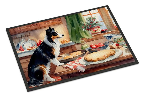 Border Collie Christmas Cookies Doormat Front Door Mat Indoor Outdoor Rugs For Entryway, Non Slip Washable Low Pile, 24H X 36W_maomaolike.com