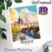 Prague Cityscape Painting Poster, Warm-toned Stylized Historic Riverside Scene Poster, Charming European Urban View Ideal For Living Room, Office Wall_maomaolike.com