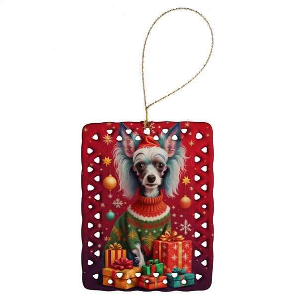 Chinese Crested Holiday Christmas Porcelain Ornament Christmas Tree Hanging Decorations For Home Christmas Holiday, Rectangle, Gift, Multicolor_maomaolike.com