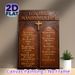 Spanish Ten Commandments Painting Poster, Vintage Leather-textured Poster With Engraved Golden Lettering & Cross, Faith-focused Wall Decor Suitable_maomaolike.com