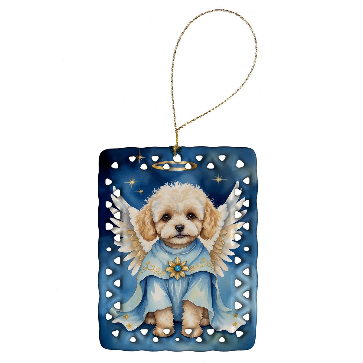 Maltipoo My Angel Porcelain Ornament Christmas Tree Hanging Decorations For Home Christmas Holiday, Rectangle, Gift, Multicolor_maomaolike.com