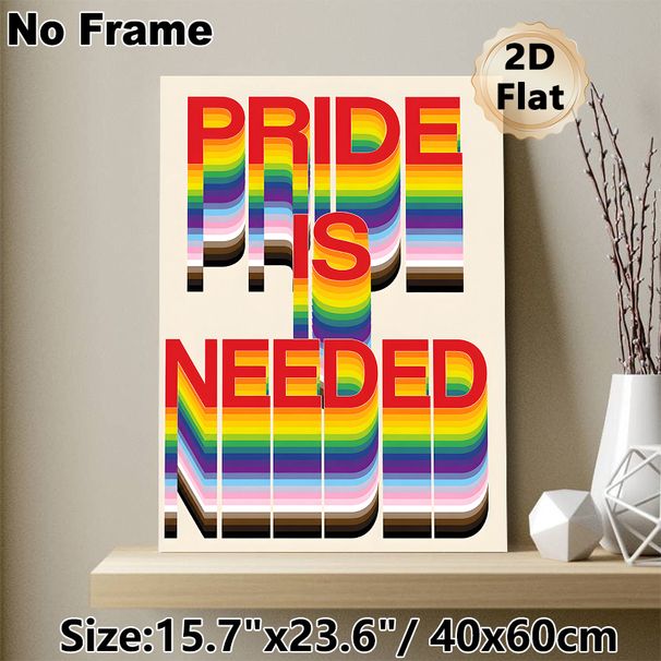 Pride Slogan Painting Poster, Vibrant Layered Typographic Poster, Bold Rainbow-hued Text Art, Ideal For Home, Living Room And Office Wall Decor_maomaolike.com