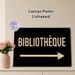 French Bibliothèque Themed Painting Poster, Minimalist Typography With Arrow Poster, Clear Directional Guide, Ideal For Home Library And Study Room_maomaolike.com