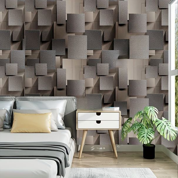 3D Line Self-Adhesive Sofa Background Wall TV Metal Grid PVC Wallpaper_maomaolike.com