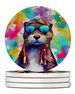 Hippie Animal Otter Large Sandstone Coasters Pack Of 4 Absorbent Round Coasters Decor Gifts For Men Or Women, 4 In, Multicolor_maomaolike.com