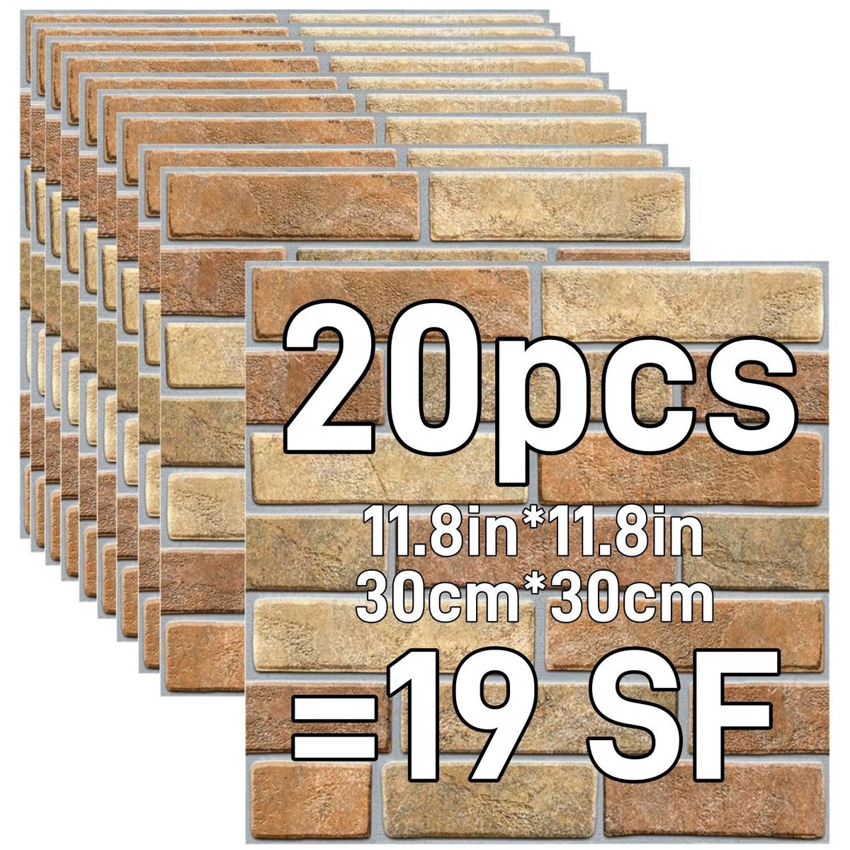 20 Pcs 3D Stereo Wall Stickers Self-adhesive Wallpaper Brick Pattern Creative 3D Peel And Stick Heatproof Vinyl_maomaolike.com