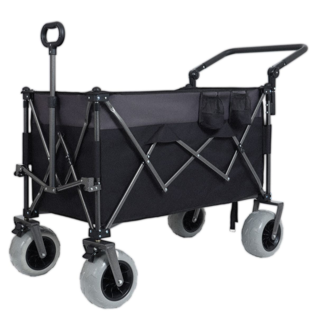 Multi-Functional Push-Pull Folding Wagon Cart With Rotating Handle & 9"x4" Beach Tires For Camping & Beach –300L XL Heavy-Duty, Large Capacity For Transport, Groceries, And Outdoor Use_maomaolike.com
