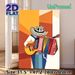 Musician Themed Painting Poster, Vibrant Geometric Style Poster, Colorful Artwork Of A Musician Playing Accordion And Guitar, Stylish Decor Ideal For_maomaolike.com