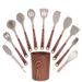Cross-Border Silicone Kitchenware 12-Piece Non-Stick Pan Spoon Spatula Set Anti-Scalding Gold-Plated Wood Grain Handle_maomaolike.com