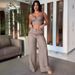 Women's Clothing sweet and spicy style sexy navel baring suspenders high waist wide leg pants suit for women_maomaolike.com