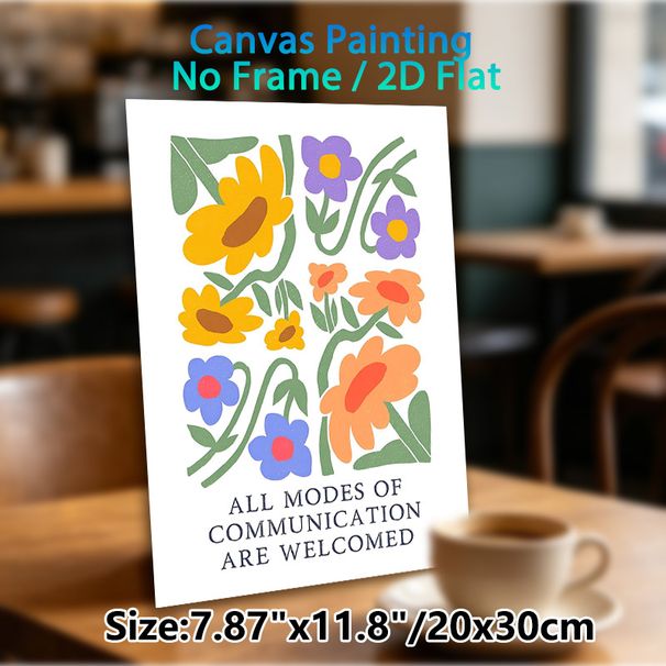Floral Themed Painting Poster, Retro Textured Colorful Assorted Flowers Poster, Inclusive Welcoming Message Ideal For Home, Living Room, Office_maomaolike.com